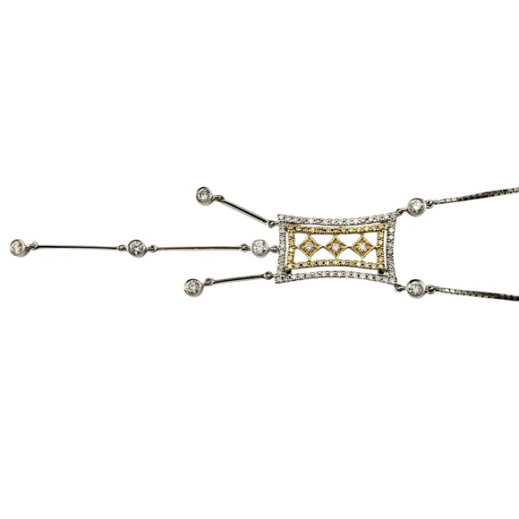 18K White and Yellow Gold and Diamond Art Deco Style Pendant Necklace #20647 - Picture 3 of 8